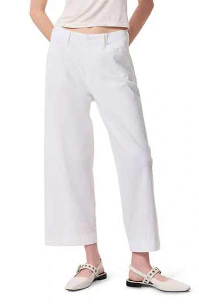 Rag & Bone Banks Linen Blend Crop Straight Leg Pants In White