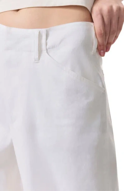 Rag & Bone Banks Linen Blend Crop Straight Leg Pants In White