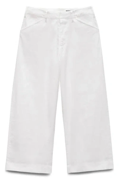 Rag & Bone Banks Linen Blend Crop Straight Leg Pants In White