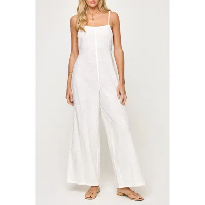 L*space Lspace Jaida Open Back Cotton Cover-up Jumpsuit In White