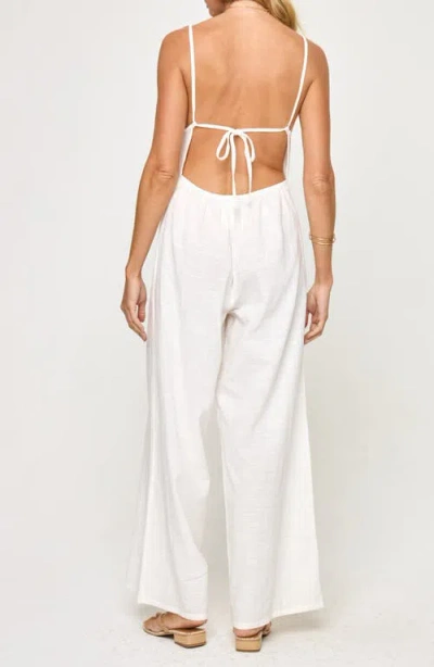 L*space Lspace Jaida Open Back Cotton Cover-up Jumpsuit In White
