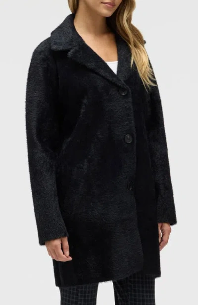 Nvlt Eyelash Longline Sweater Coat In Black
