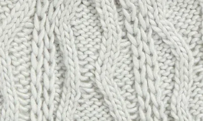 Hunter Logo Cable Knit Faux Fur Pompom Fleece Lined Beanie In Gray