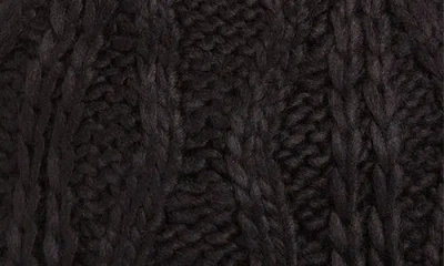 Hunter Logo Cable Knit Faux Fur Pompom Fleece Lined Beanie In Black