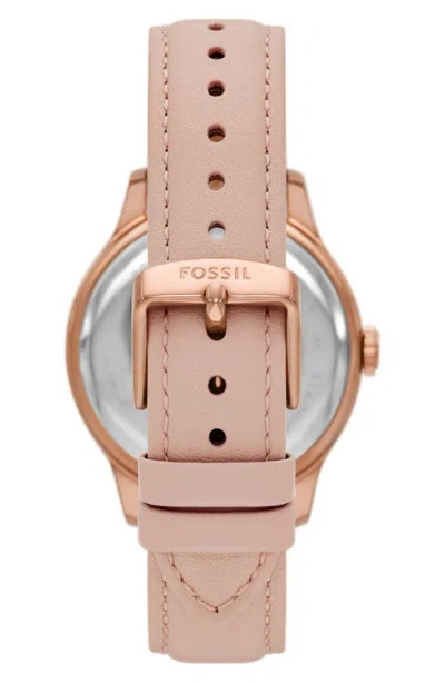 Fossil Brynn Multifunction Leather Strap Watch, 38mm In Pink