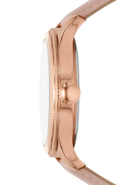 Fossil Brynn Multifunction Leather Strap Watch, 38mm In Pink