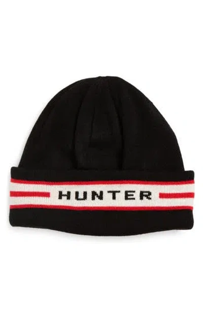 Hunter Logo Fleece Lined Beanie In Black