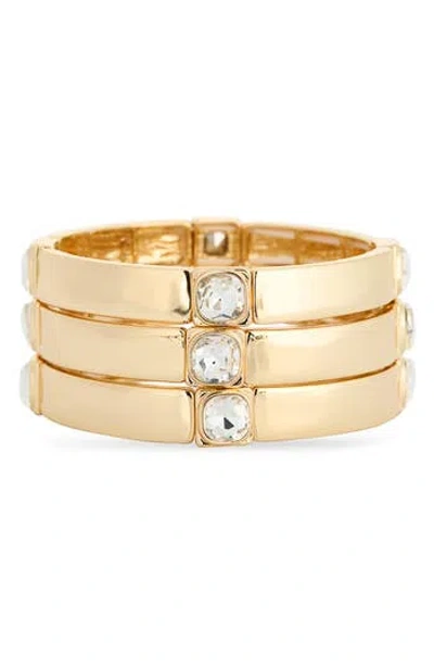 Tasha Set Of 3 Crystal Stretch Bracelets In Gold