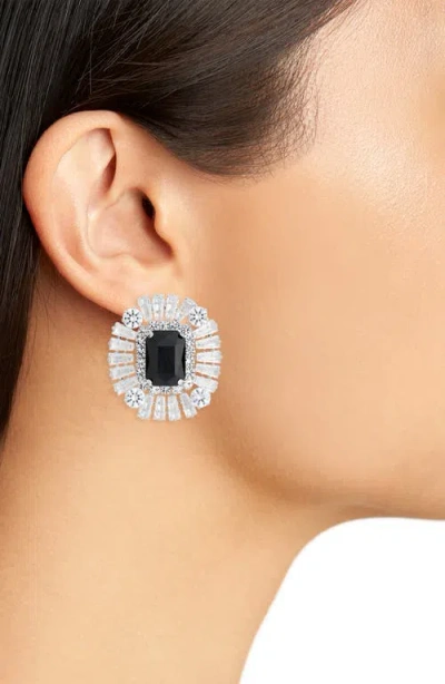 Tasha Crystal Halo Stud Earrings In Black
