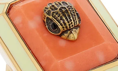 Kurt Geiger London Emerald Cut Turquoise Eagle Cocktail Ring In Orange