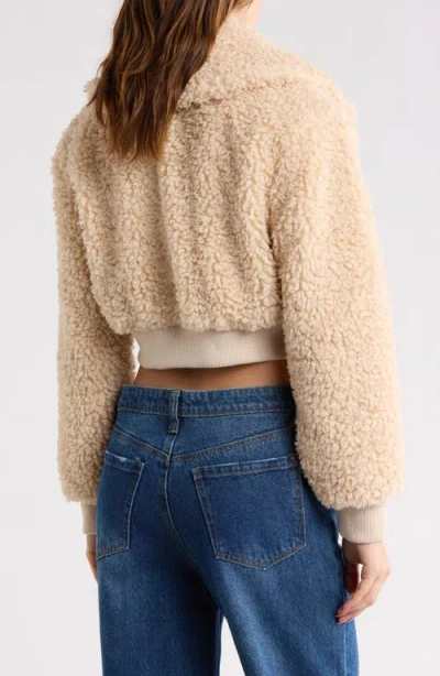 Vigoss High Pile Fleece Crop Jacket In Brown