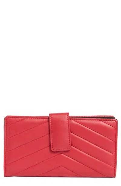 Mundi Small Leather Goods Quilted Tab Frame Clutch In Red