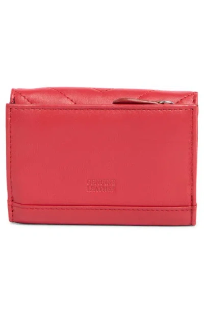 Mundi Small Leather Goods Quilted Trifold Leather Wallet In Red