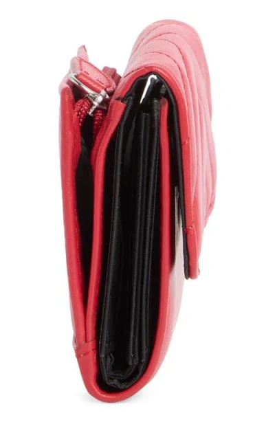 Mundi Small Leather Goods Quilted Trifold Leather Wallet In Red