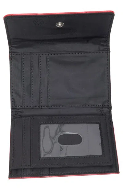 Mundi Small Leather Goods Quilted Trifold Leather Wallet In Red