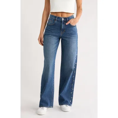 Habitual Hollis Studded Wide Leg Jeans In Blue