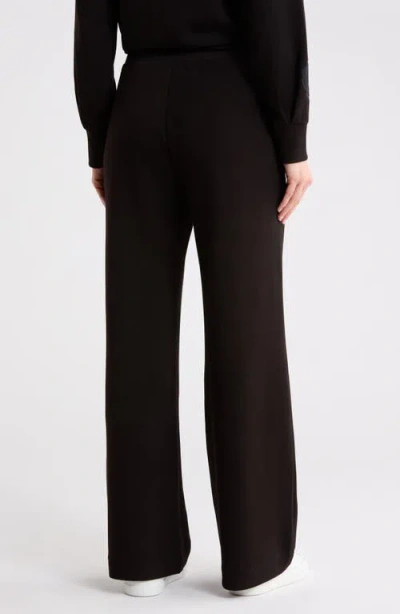 T Tahari Rose Embroidered Scuba Knit Pants In Black