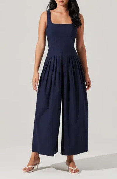 Astr The Label Aeryn Wide Leg Jumpsuit In Blue