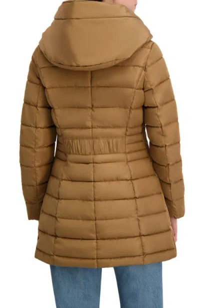 Laundry By Shelli Segal Quarter Bibbed Puffer Jacket In Brown