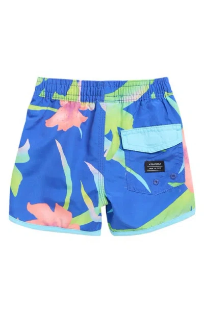 Volcom Long Sleeve Rashguard & Swim Trunks In Blue