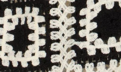 Forgotten Grace Open Knit Square Polo Sweater In Black