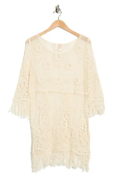 Forgotten Grace Long Slv Crchet Blouse In Neutral