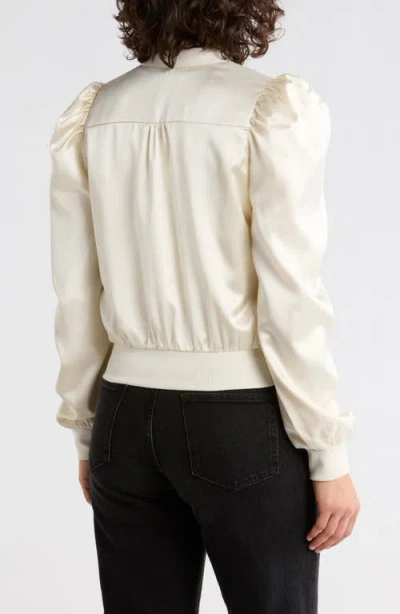 Tart Amma Crop Satin Bomber Jacket In White