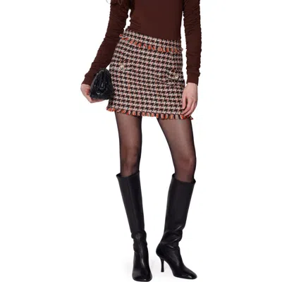 Walter Baker Vallery Houndstooth Skirt In Burgundy