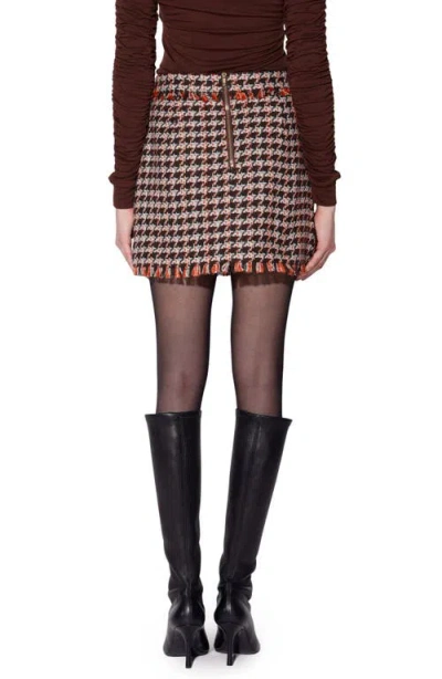 Walter Baker Vallery Houndstooth Skirt In Burgundy