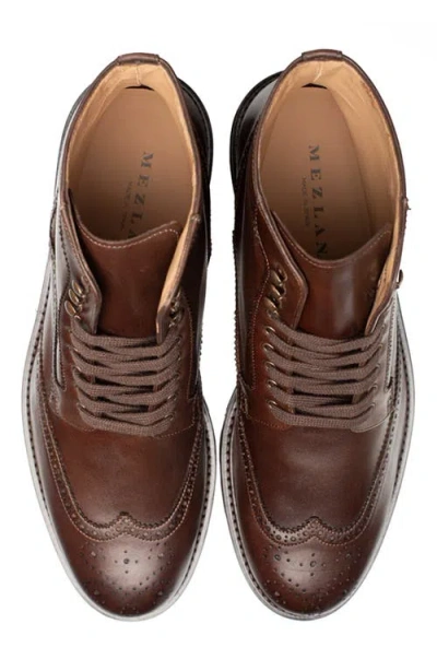 Mezlan Wingtip Lug Sole Boot In Brown