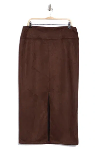 Renee C Faux Suede Midi Skirt In Blue