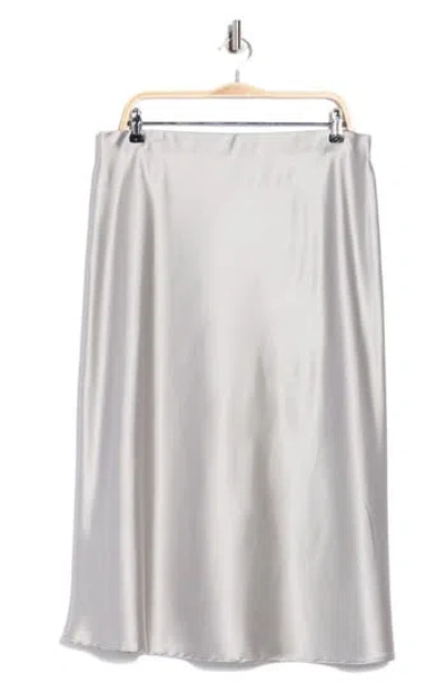 Renee C Satin Midi Skirt In Silver