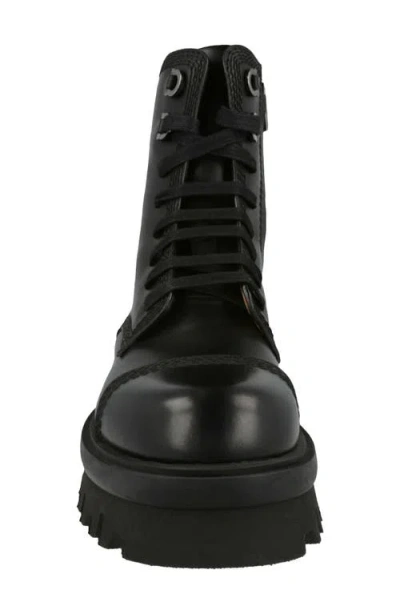 Ferragamo Faraway Lug Sole Combat Boot In Black