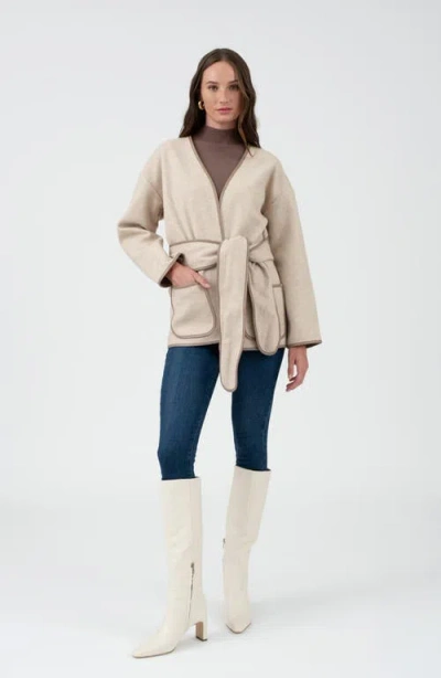 Blu Pepper Belted Coat In Brown