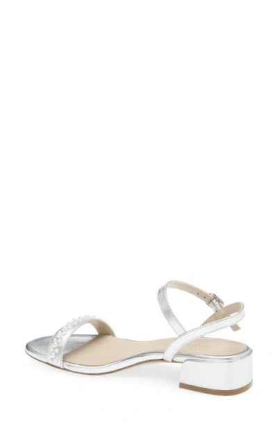 Stuart Weitzman Dancer 35 Faux Pearl-embellished Metallic Leather Sandals In White