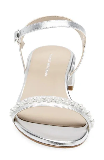 Stuart Weitzman Dancer 35 Faux Pearl-embellished Metallic Leather Sandals In White