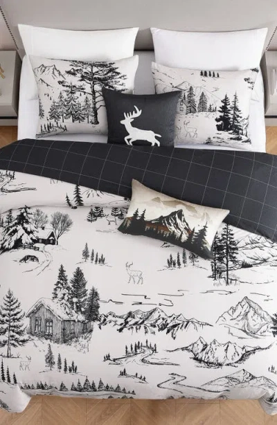 Bebejan Rocky Mountains Reversible Comforter & Sham Set In White