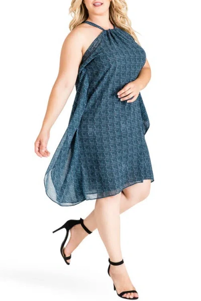 Standards & Practices Channing Floral Sleeveless Dress In Blue