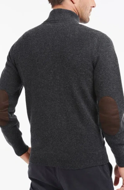 Barbour Elbow Patch Wool Cardigan In Gray