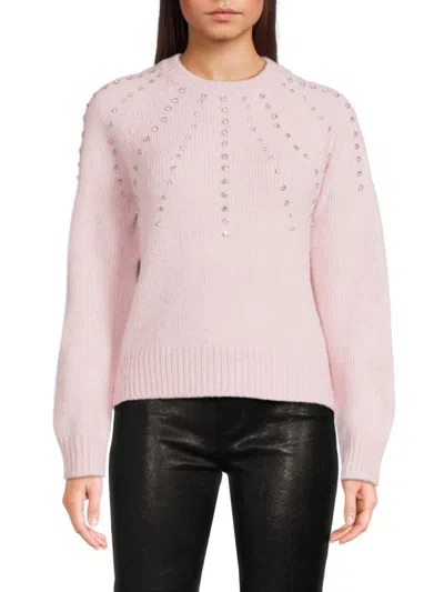 Design History Women's Embellished Crewneck Sweater In Pink