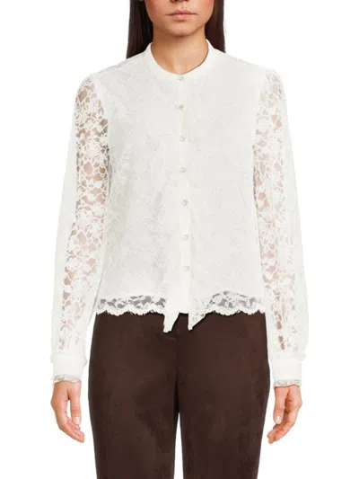 Bcbgeneration Women's Lace Button-front Blouse In White