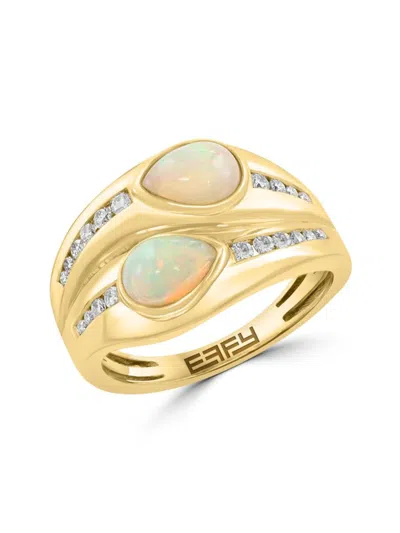 Effy Women's 14k Yellow Gold, Opal & 0.23 Tcw Diamond Ring In Gold