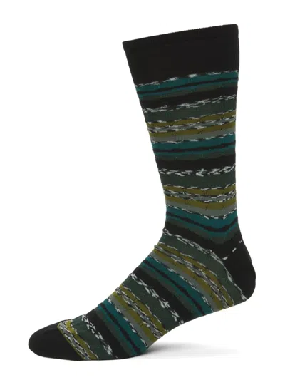Missoni Men's Striped Cotton-blend Crew Socks In Green