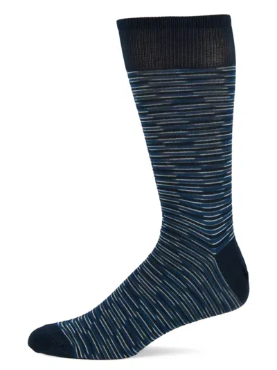 Missoni Men's Striped Cotton-blend Crew Socks In Blue