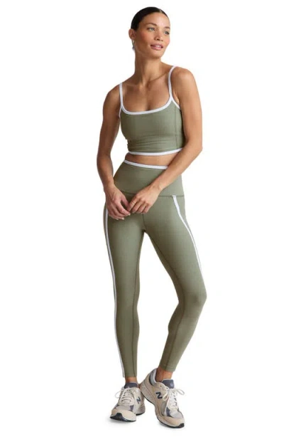 Beyond Yoga Out Of Pocket Side Stripe High Waist Pocket Leggings In Green