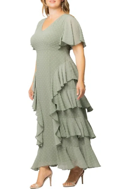 Kiyonna Tour De Flounce Tiered Maxi Dress In Multi