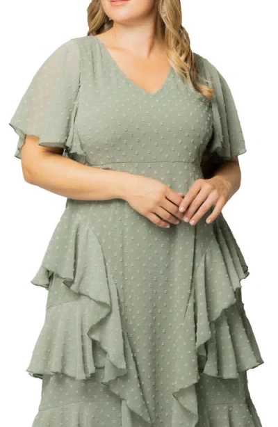 Kiyonna Tour De Flounce Tiered Maxi Dress In Multi