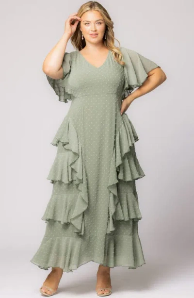 Kiyonna Tour De Flounce Tiered Maxi Dress In Multi