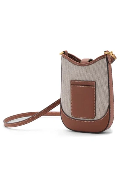 Mango Canvas Phone Crossbody Bag In Brown