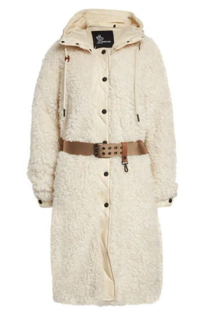 Moncler Grenoble Blavet Teddy Fleece Long Coat In Multi